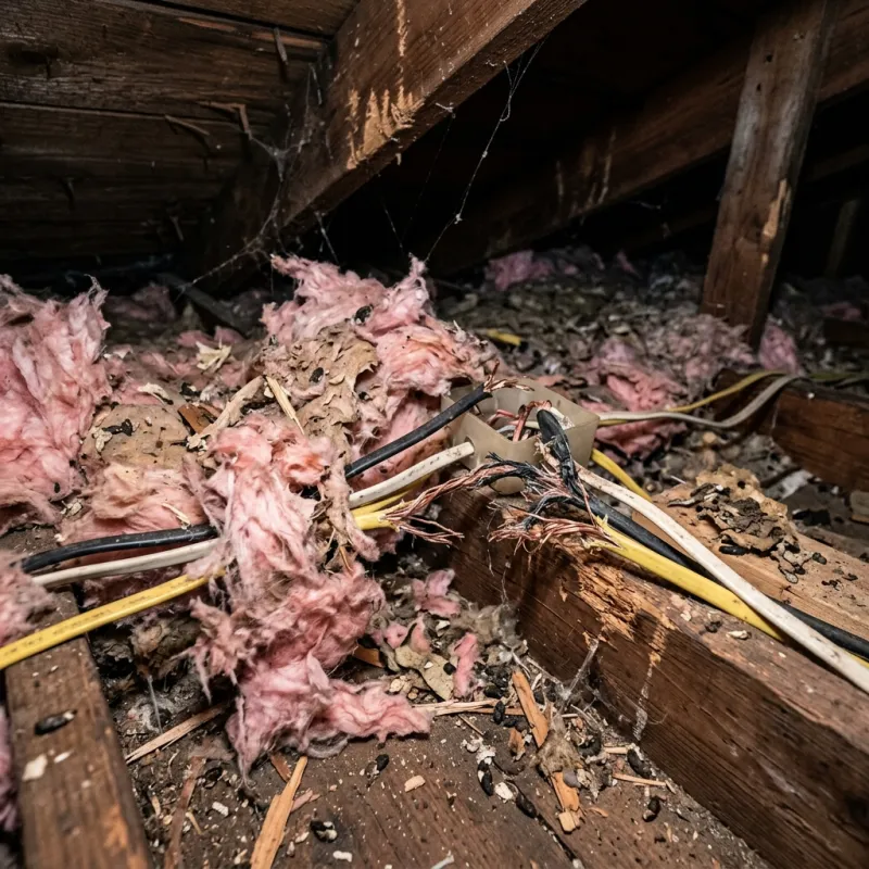 Contaminated ceiling insulation being assessed in a Wyndham Vale roof space